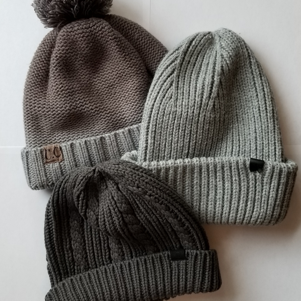 ❗Women Gray Knit Winter Beanie Bundle❗